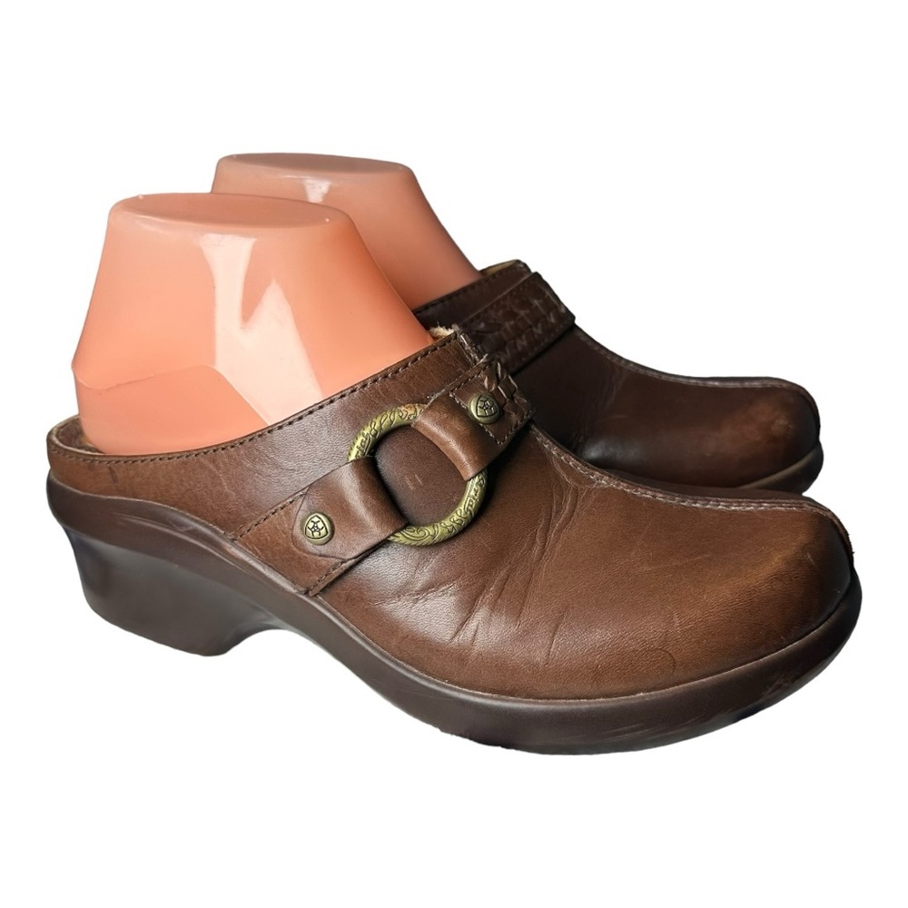 Ariat Shasta Leather Mules Brown Leather Clogs Size 7 - Picture 7 of 16